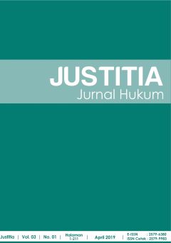					View Vol. 3 No. 1 (2019): Justitia Jurnal Hukum
				