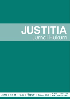 					View Vol. 3 No. 2 (2019): Justitia Jurnal Hukum
				