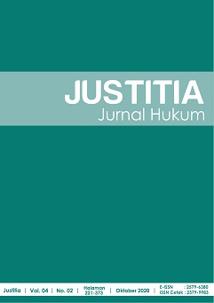					View Vol. 4 No. 2 (2020): Justitia Jurnal Hukum
				