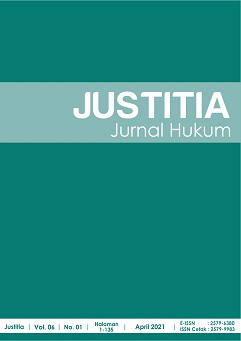 					View Vol. 5 No. 1 (2021): Justitia Jurnal Hukum
				