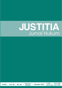 					View Vol. 5 No. 2 (2021): Justitia Jurnal Hukum
				