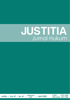 					View Vol. 6 No. 1 (2022): Justitia Jurnal Hukum
				