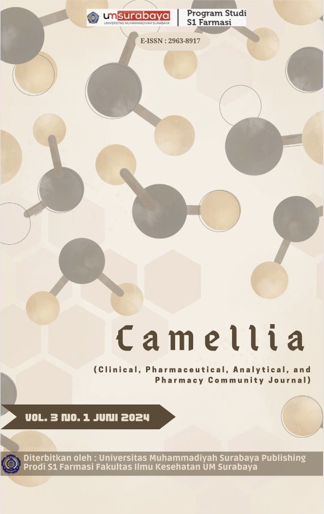 					Lihat Vol 3 No 1 (2024): Camellia (Clinical, Pharmaceutical, Analytical, and Pharmacy Community Journal)
				