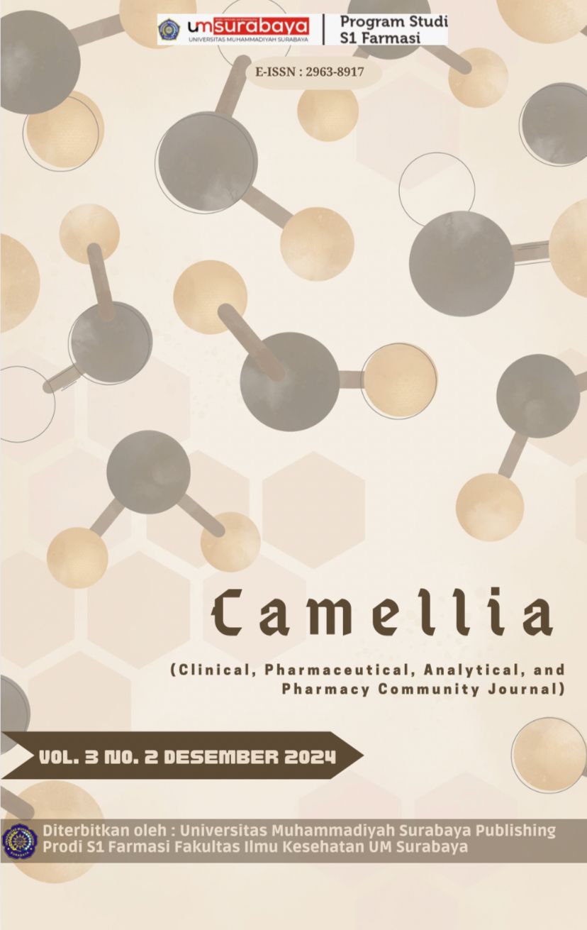 					Lihat Vol 3 No 2 (2024): Camellia (Clinical, Pharmaceutical, Analytical, and Pharmacy Community Journal)
				